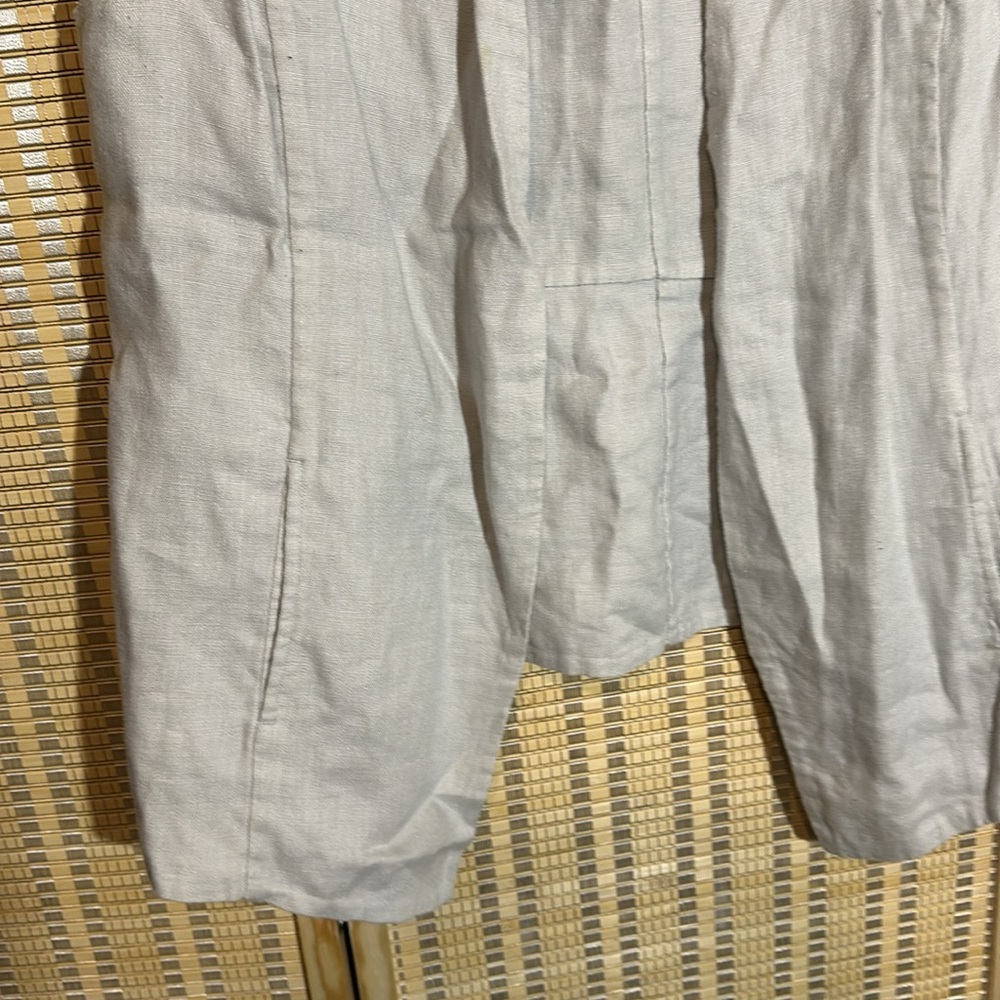 J. Jill Open Front Beige Long Linen Neutral Tailored Vest Size Large - Picture 3 of 16